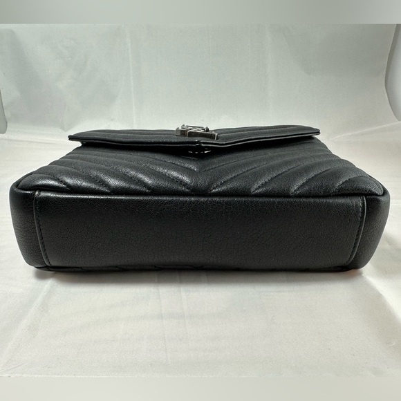 YSL College Medium Black in Quilted Leather Silver Hardware Used - Picture 2 of 16